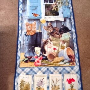Botanical Herb Tapestry with Blue Plaid